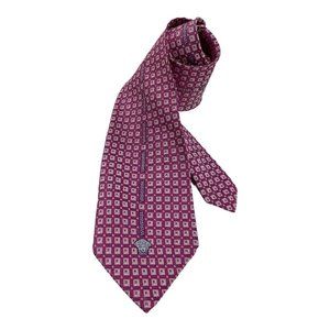 VERSACE Pink Geometric With Logo Silk Tie Made In Italy 58"-3.75" EX COND